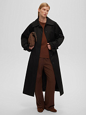 Тренч однобортный свободного кроя, черный