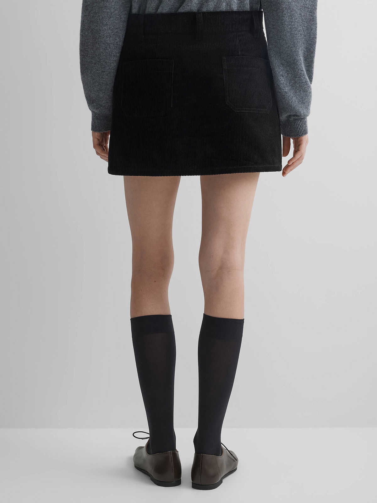 Юбка-мини из вельвета 0162, черный