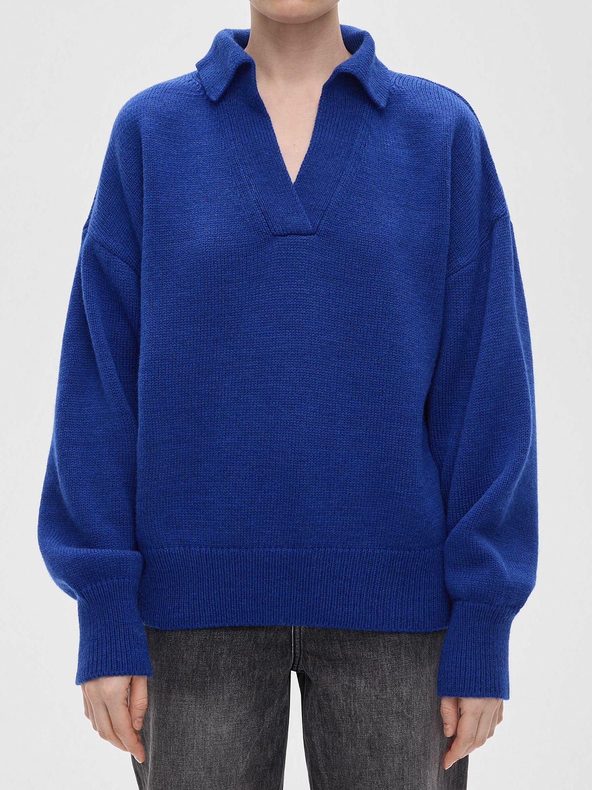 Джемпер-поло свободного кроя, синий