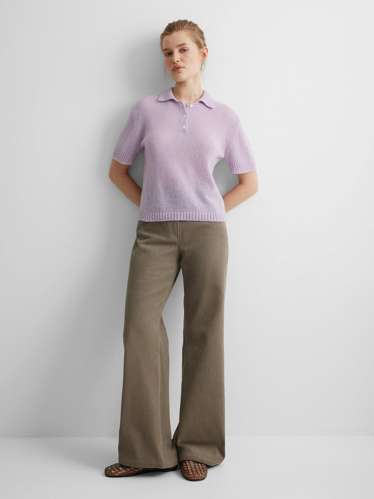 Поло с коротким рукавом из мохера, лавандовый