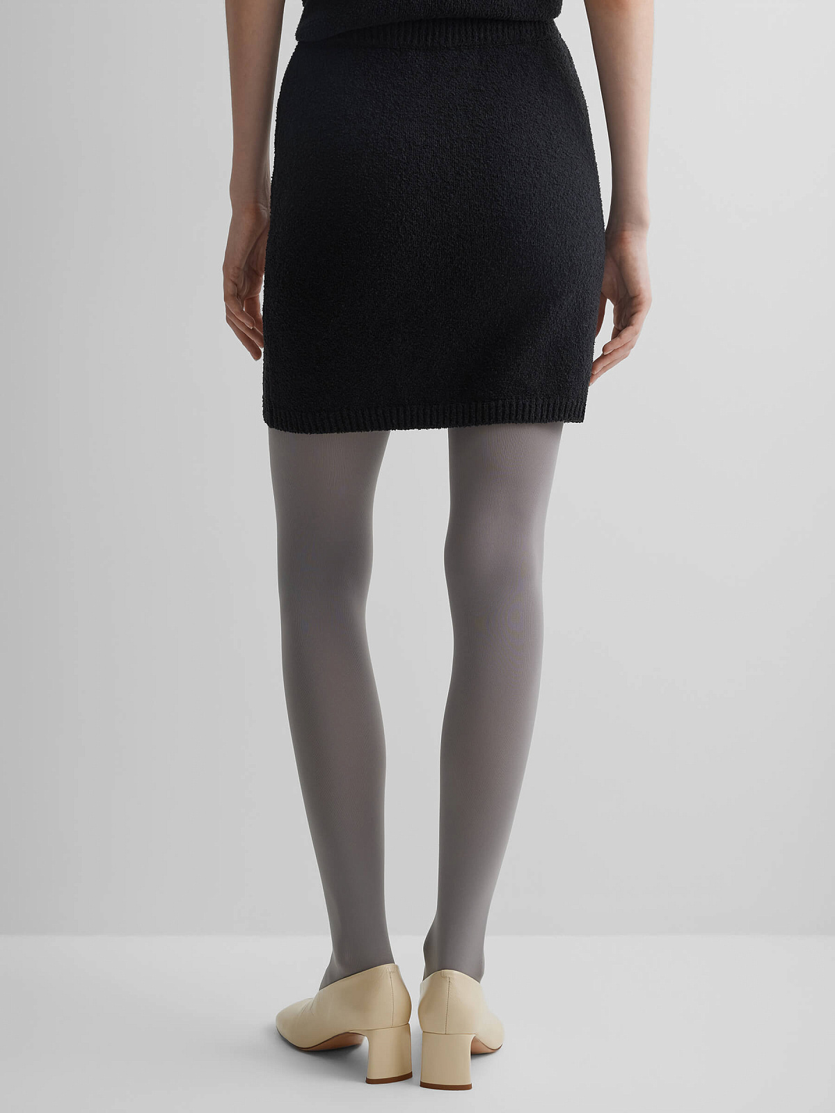 Юбка-мини из хлопка букле, черный