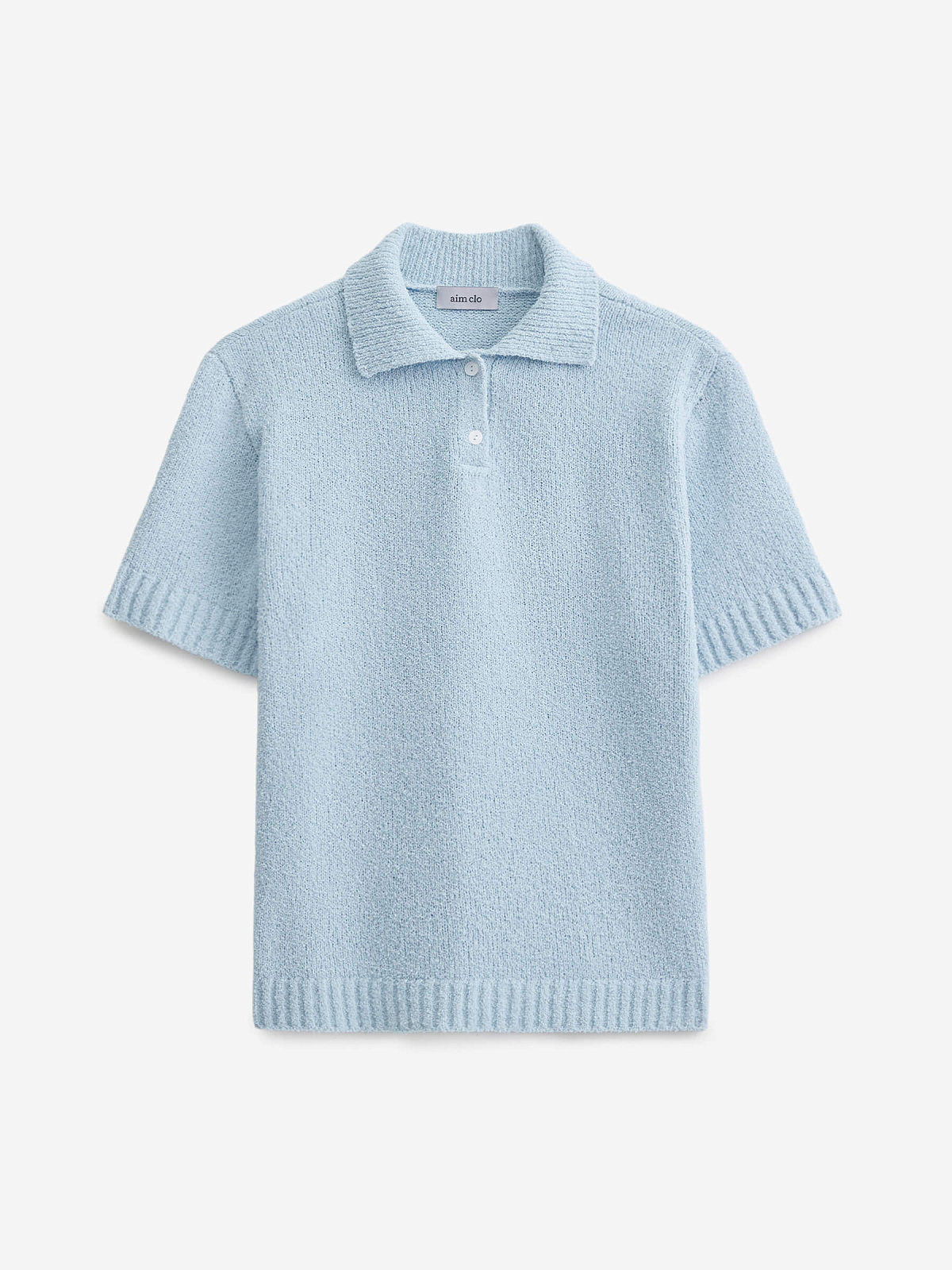 Поло с коротким рукавом из хлопка букле, светло-голубой