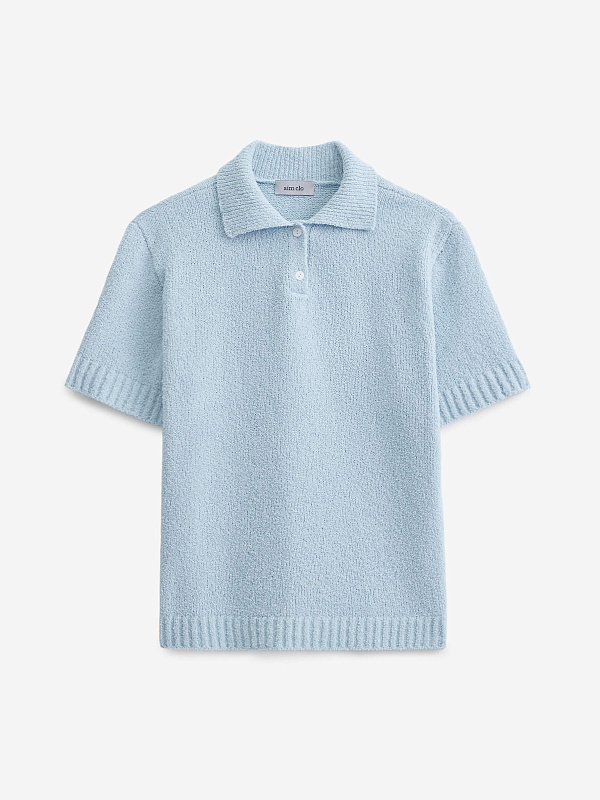 Поло с коротким рукавом из хлопка букле, фото 1