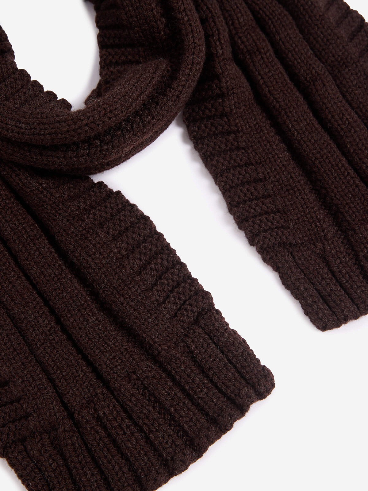 Шарф фактурной вязки, шоколад