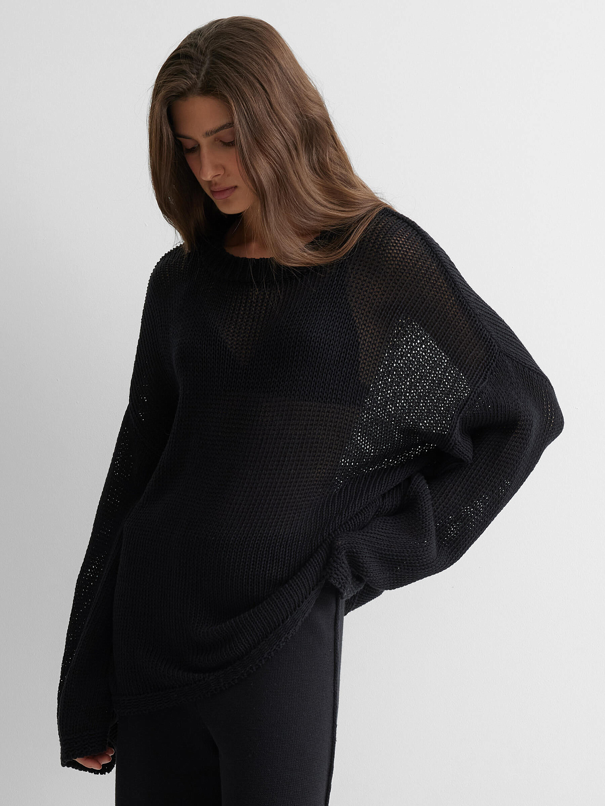 Джемпер сеточка из 100% хлопка, черный