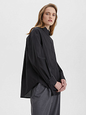 Рубашка свободного кроя с защипами, чёрный