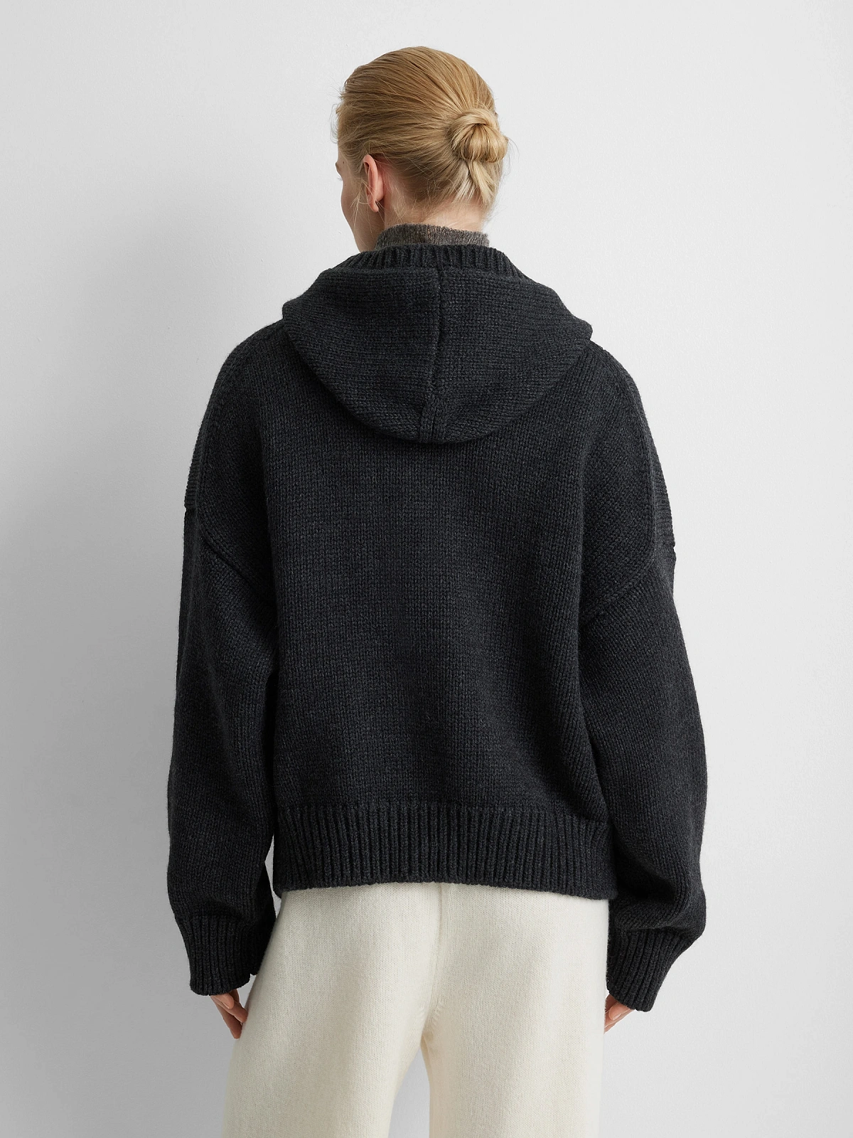 Бомбер из шерсти с капюшоном, антрацит, фото 5