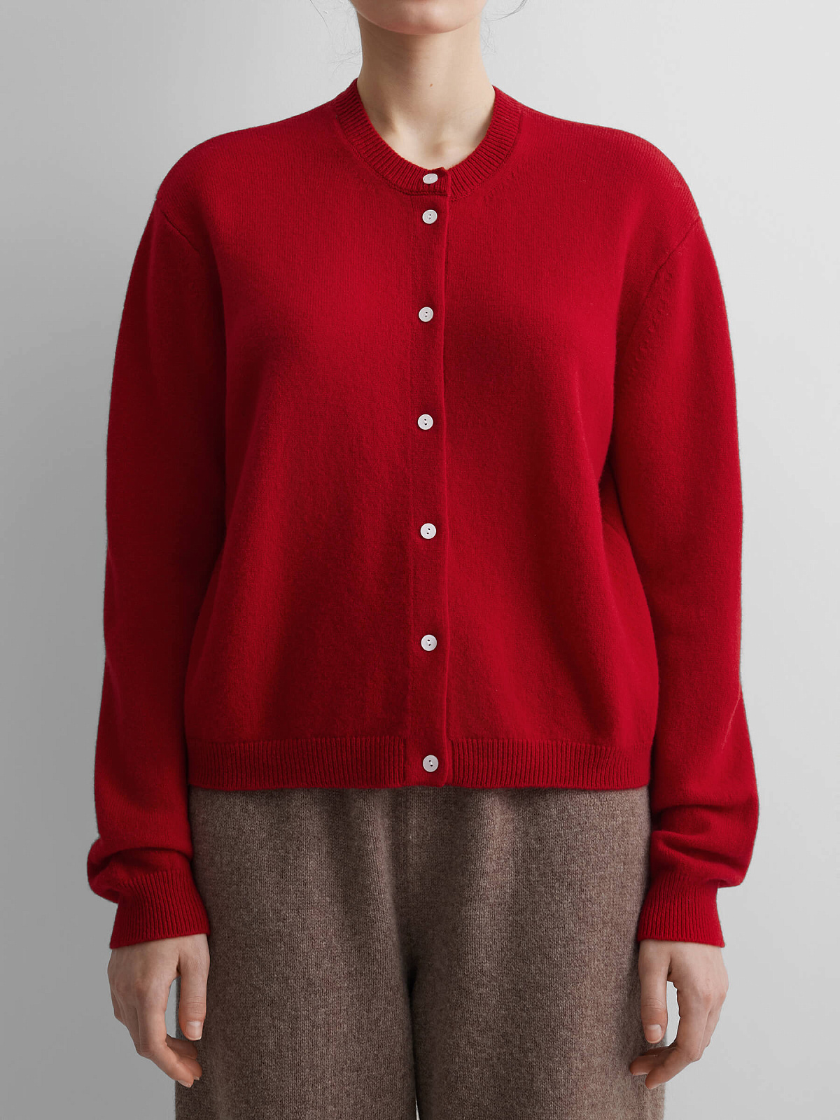 Кардиган на пуговицах из 100% мериноса, красный
