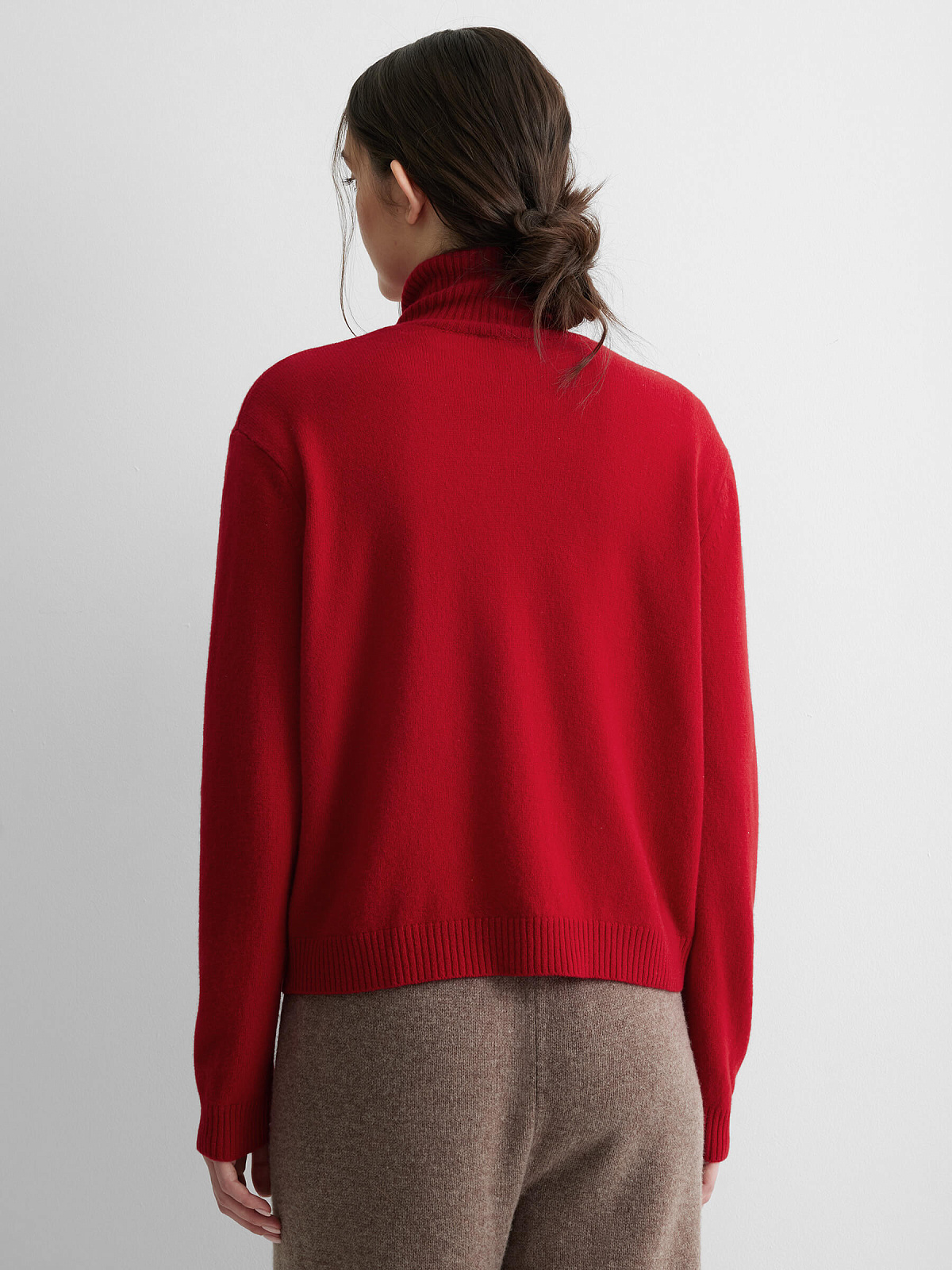 Кардиган с высоким воротником из 100% мериноса, красный