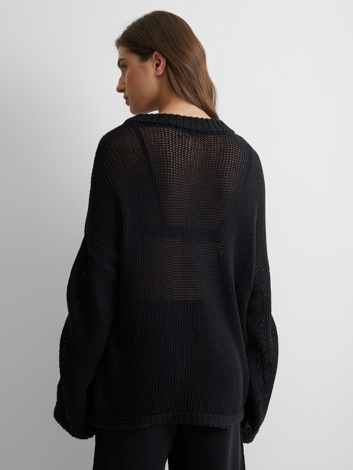 Джемпер сеточка из 100% хлопка, черный