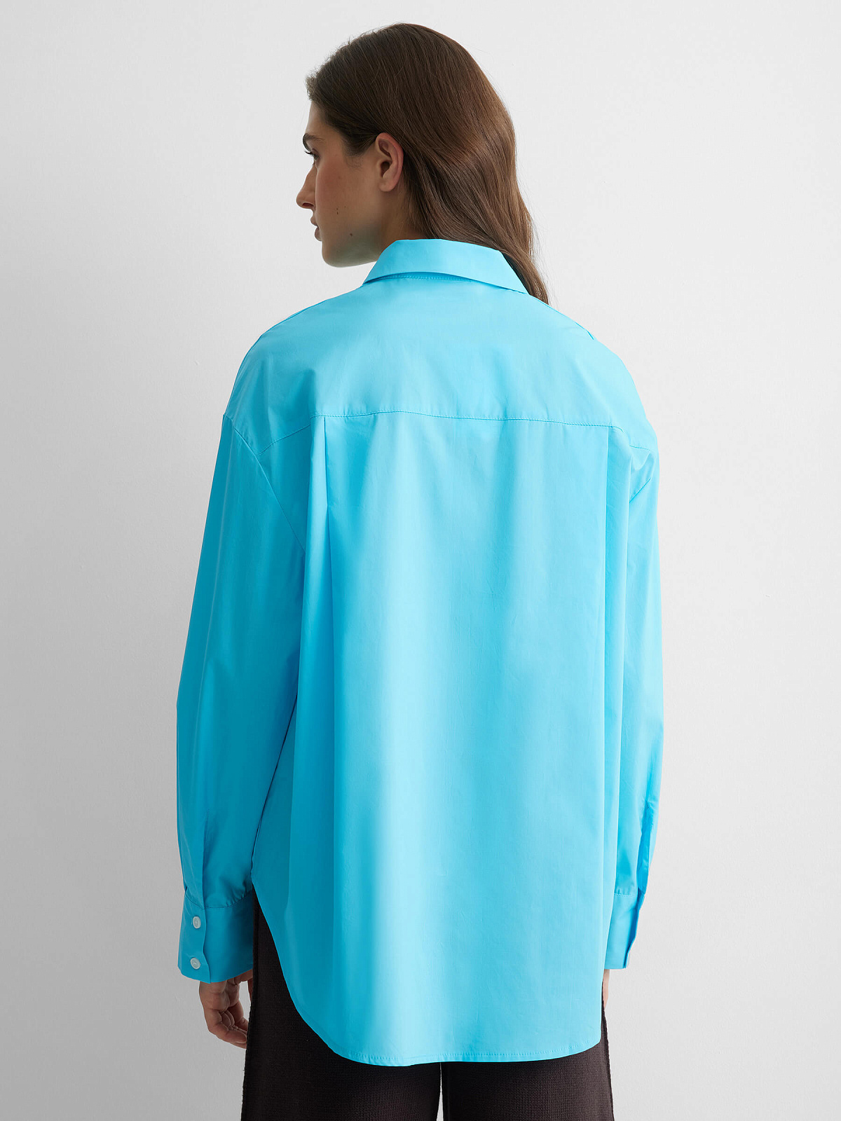 Рубашка свободного кроя с защипами, голубой
