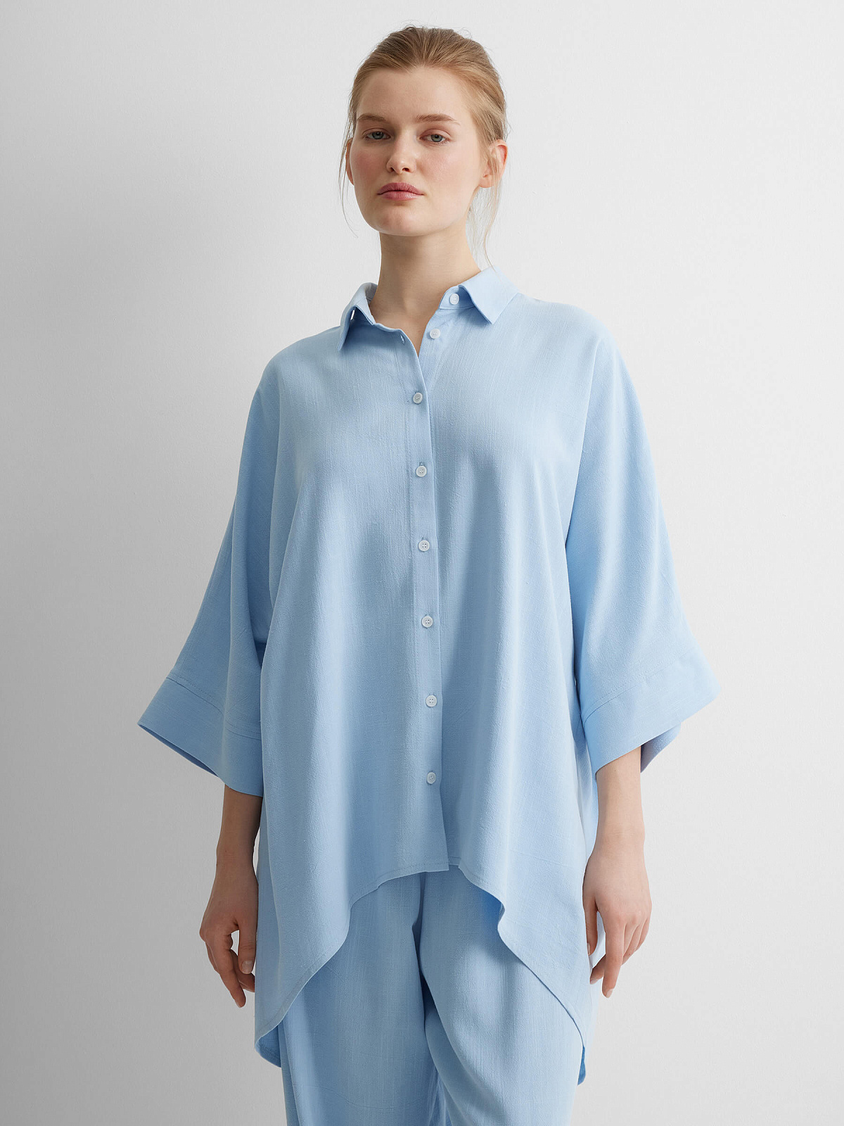 Костюм изо льна 0222, голубой