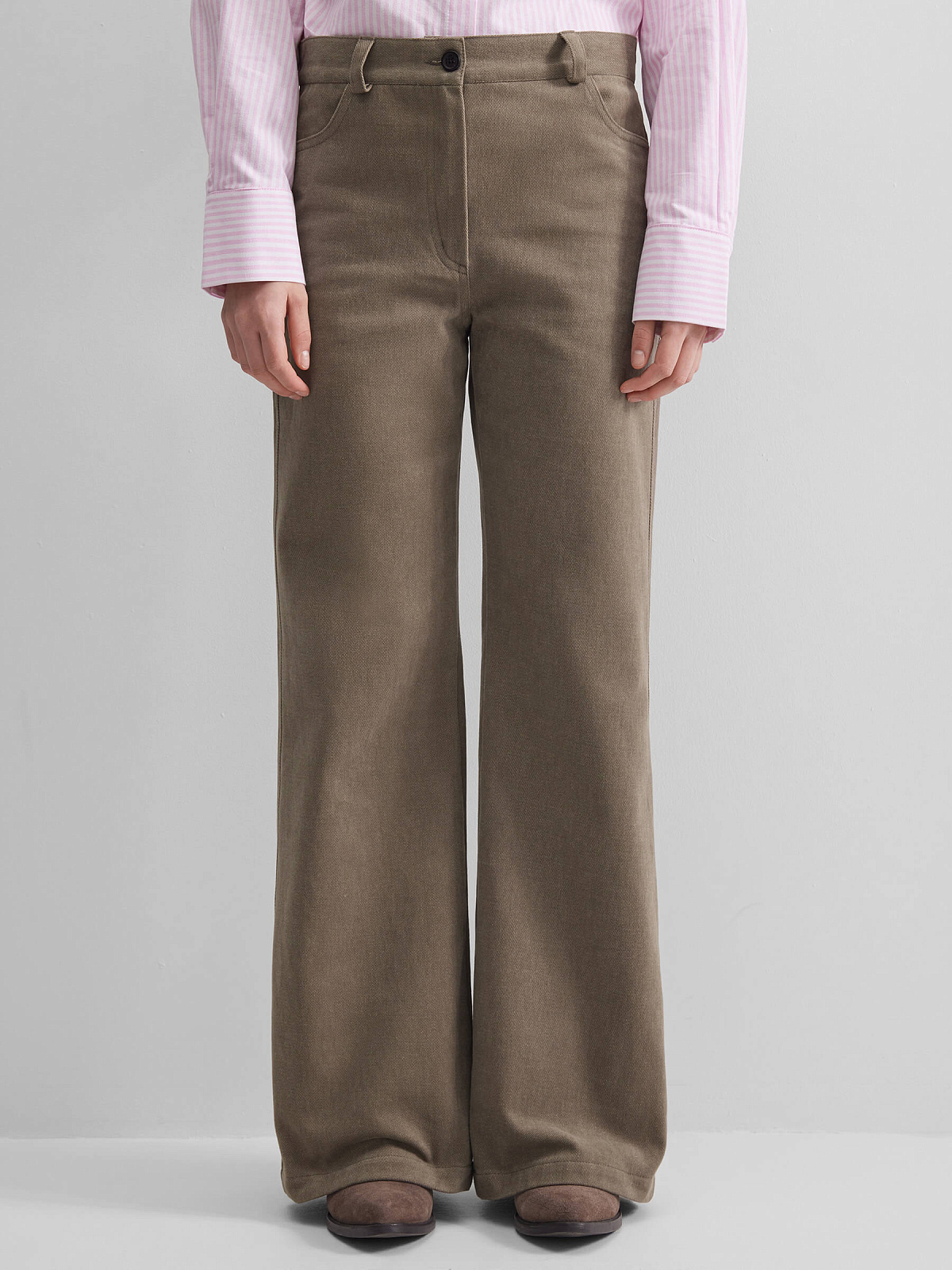 Брюки клеш из денима 0219, хаки