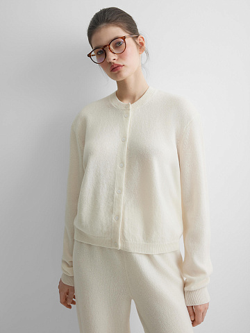 Кардиган на пуговицах из 100% мериноса, молочный