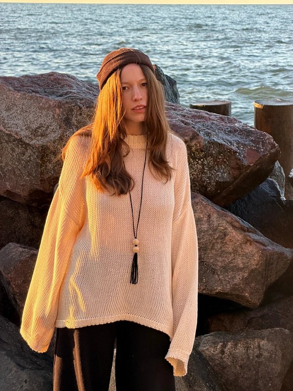 Брюки объемные из 100% хлопка, коричневый, фото 1