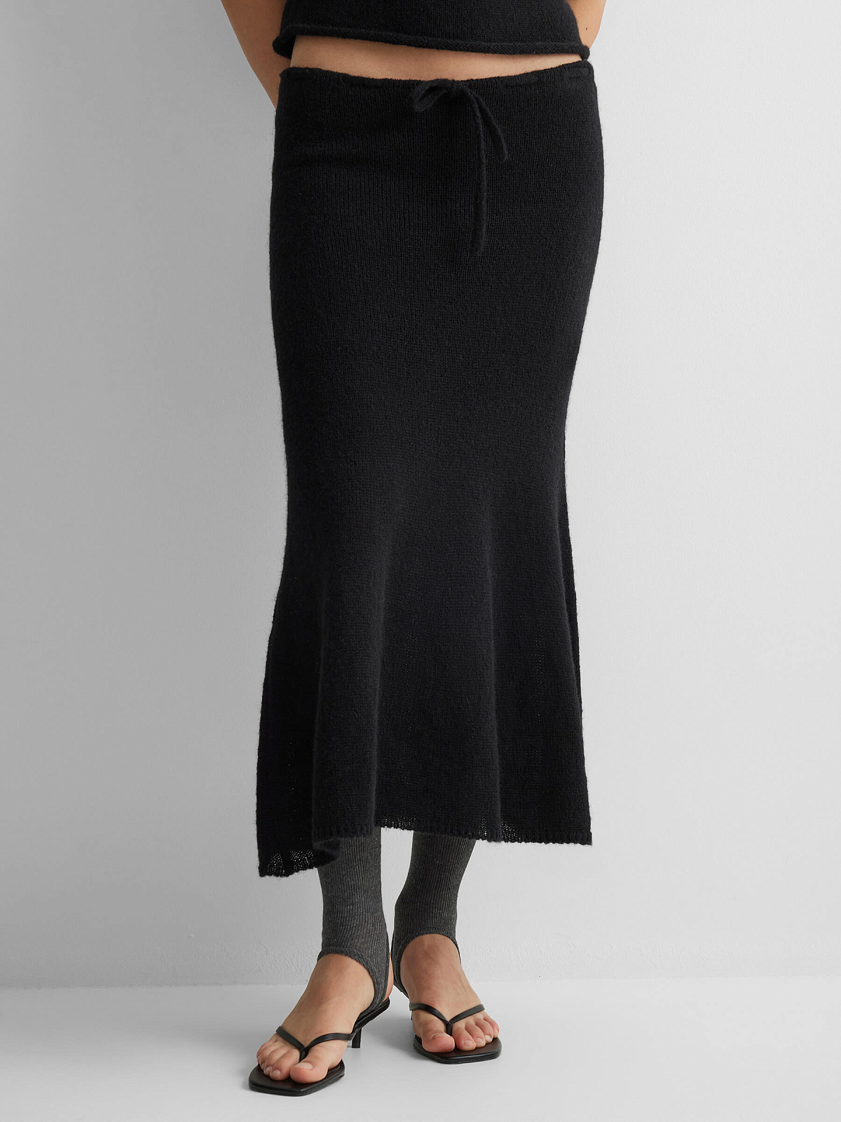 Юбка миди из мохера, черный