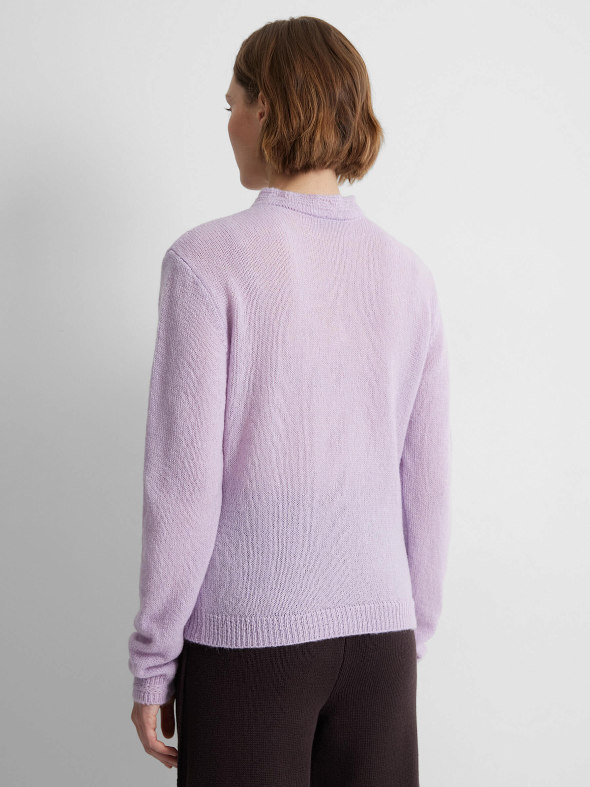 Кардиган из мохера с ажуром, лавандовый, фото 5