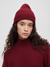 Шапка в рубчик с ангорой, бордовый