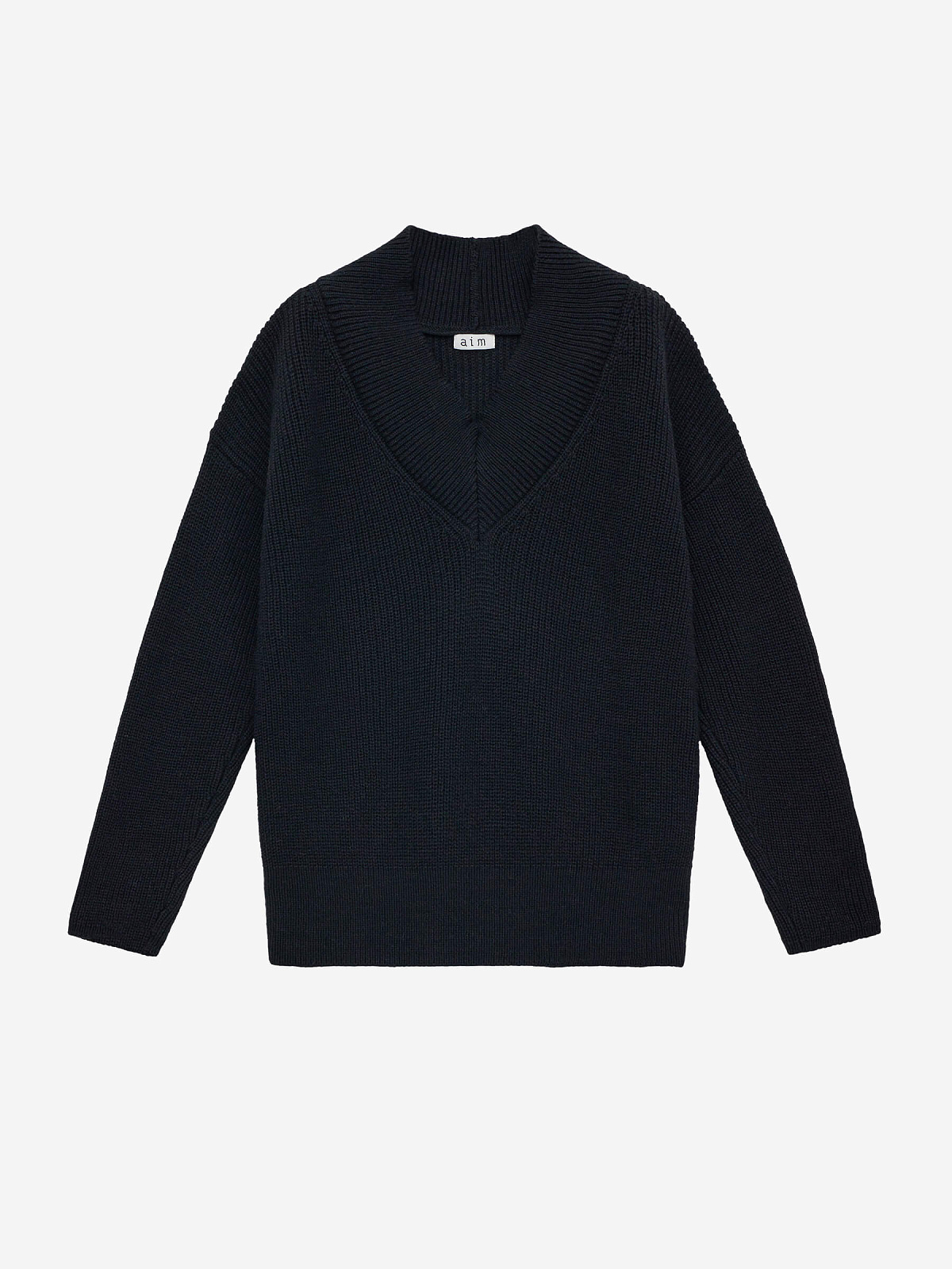 Джемпер с V-образным вырезом, черный