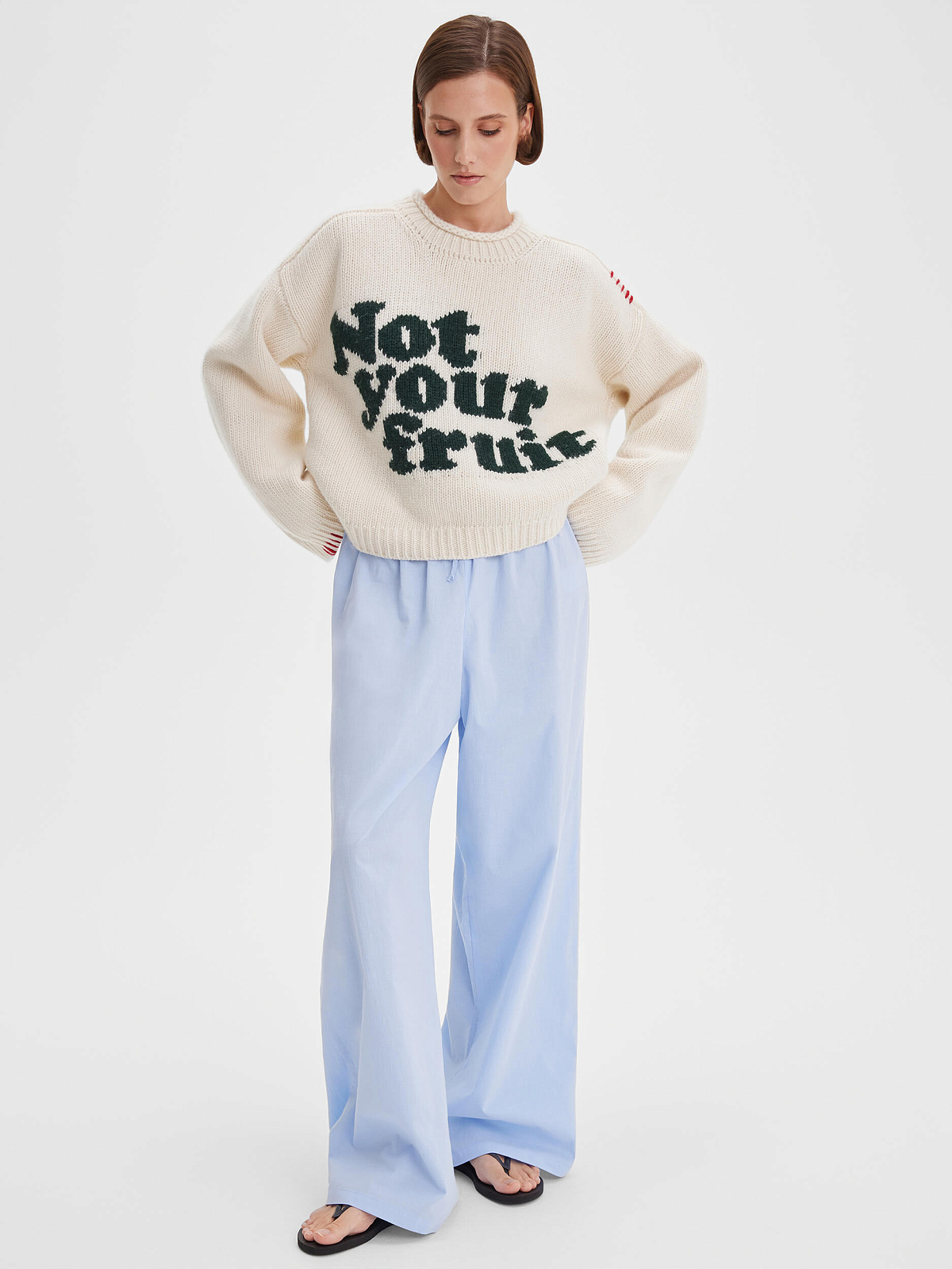 Джемпер с интарсией Not your fruit, молочный