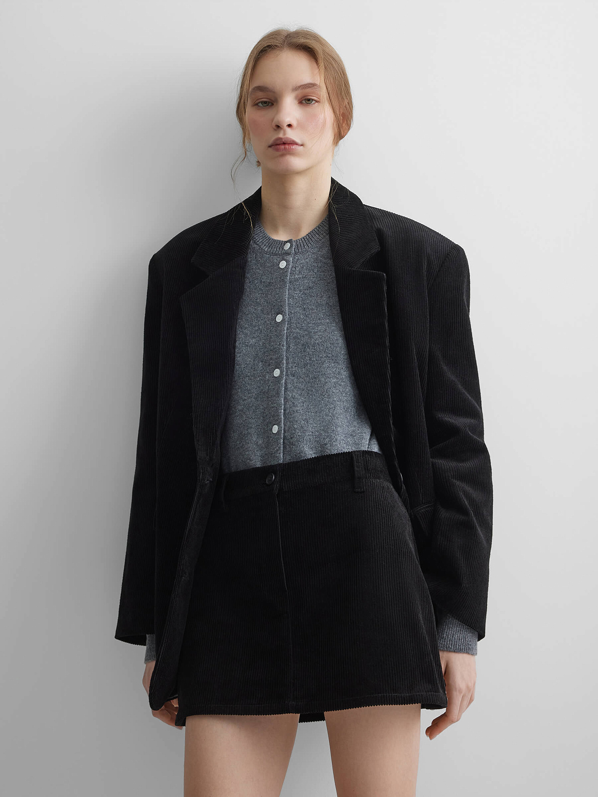 Юбка-мини из вельвета 0162, черный