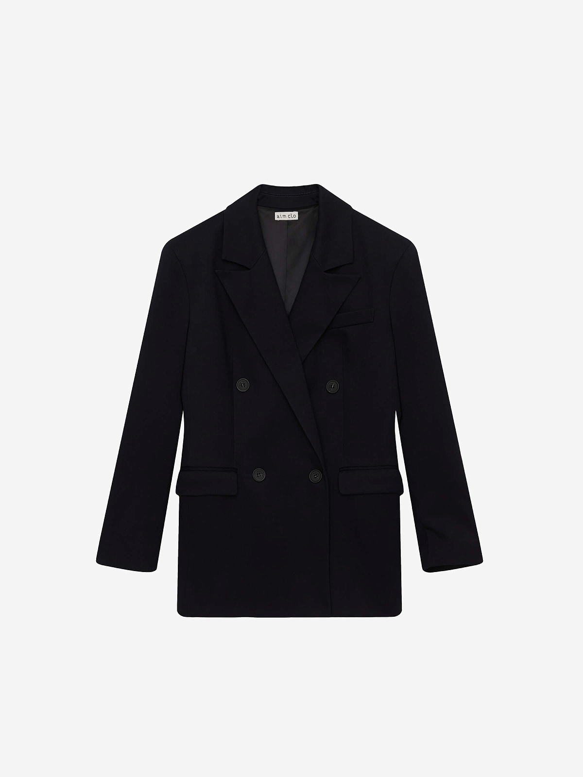 Жакет свободного кроя двубортный, темно-синий