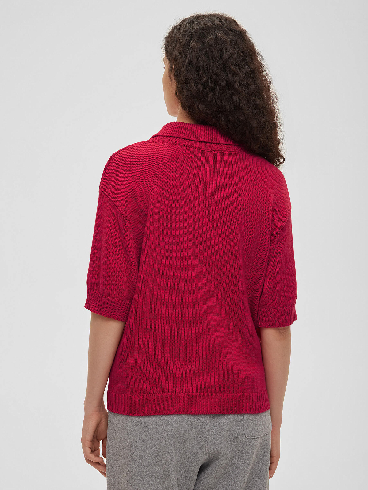 Поло с коротким рукавом из хлопка, красный