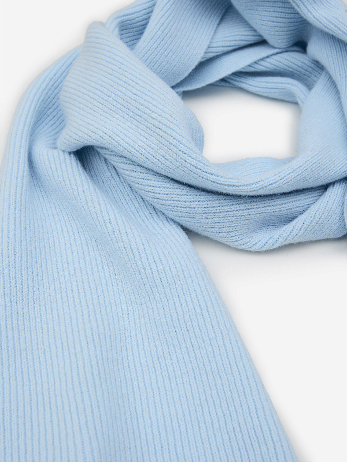 Шарф из кашемира гладкой вязки, голубой