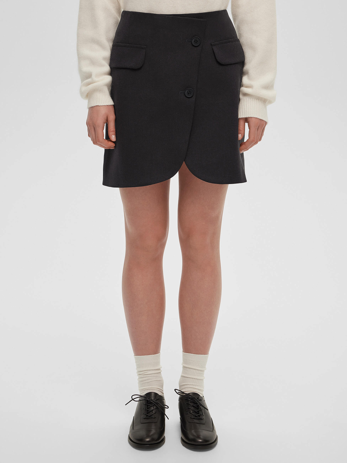 Юбка-мини из костюмной ткани, графитовый