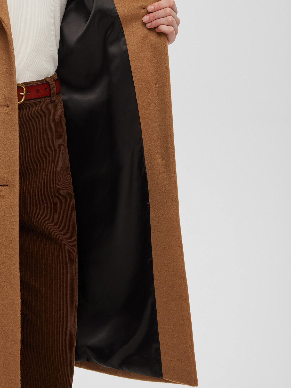 Пальто оверсайз однобортное, кэмел