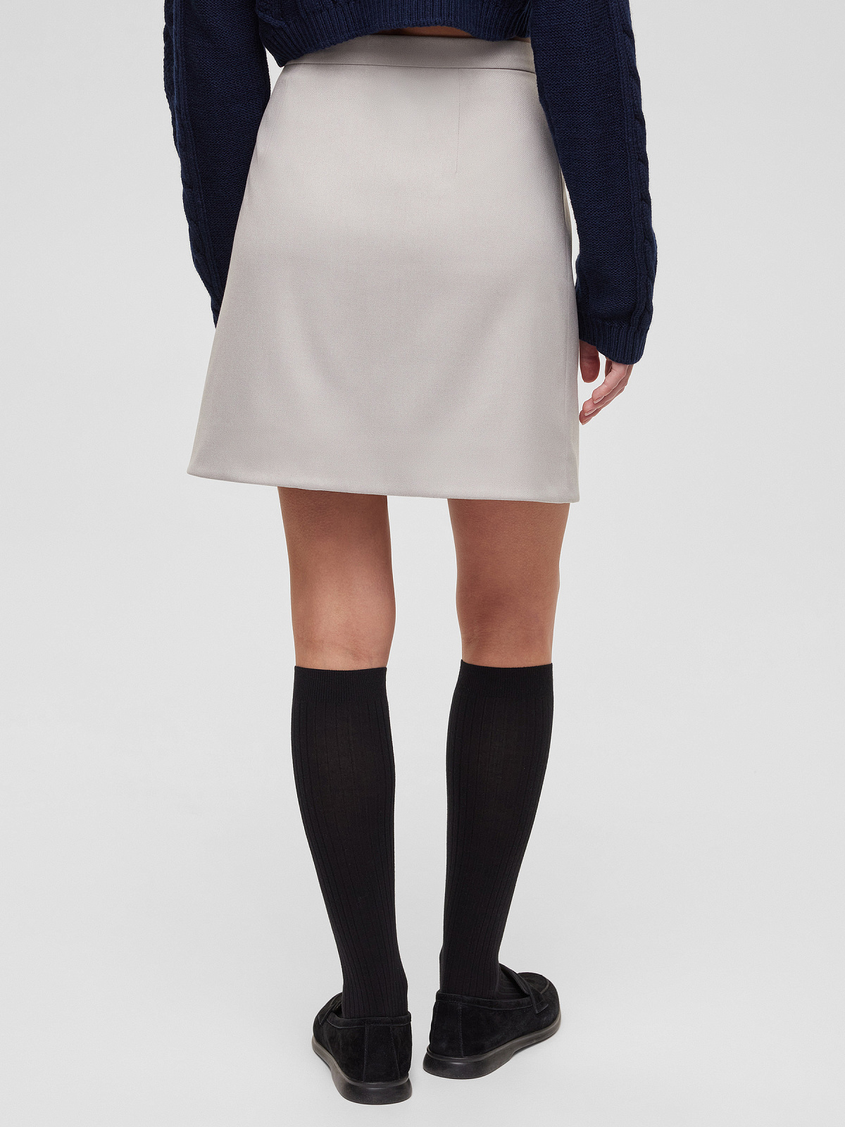 Юбка-мини на запахе, светло-серый