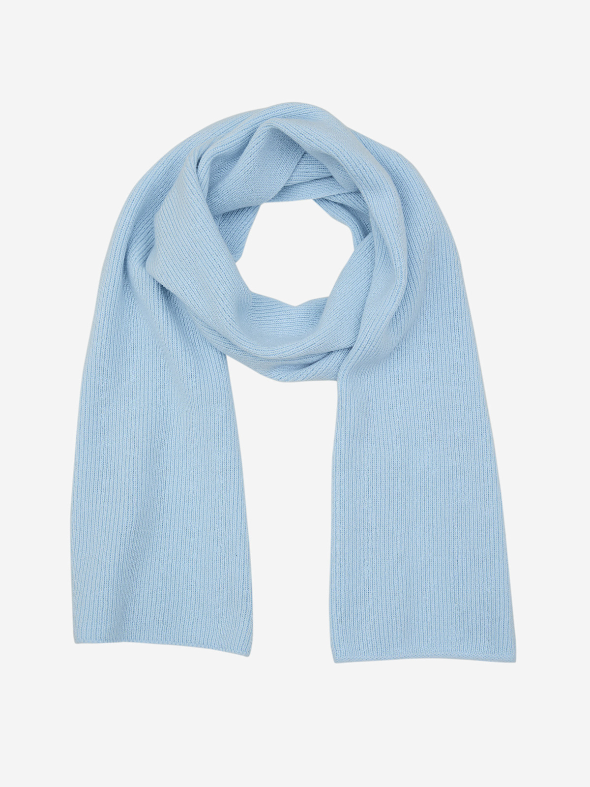 Шарф из кашемира гладкой вязки, голубой