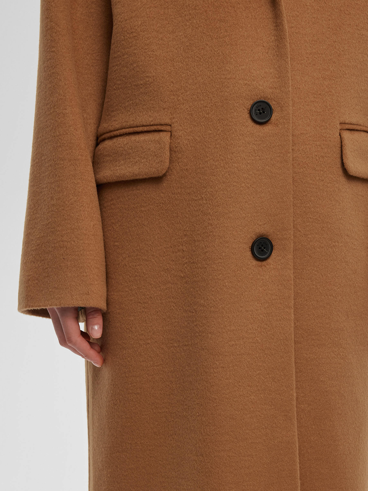 Пальто оверсайз однобортное, кэмел