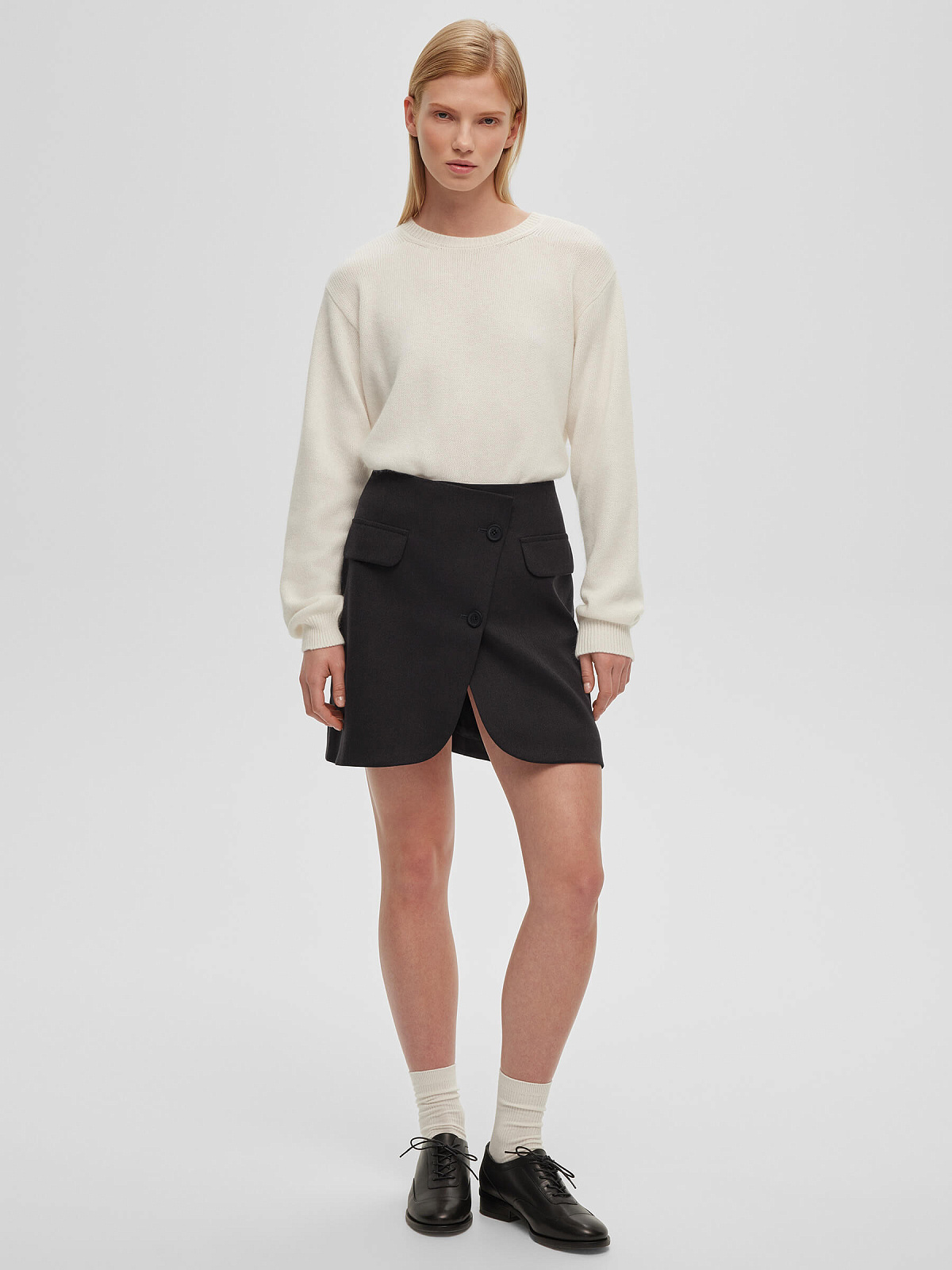 Юбка-мини из костюмной ткани, графитовый