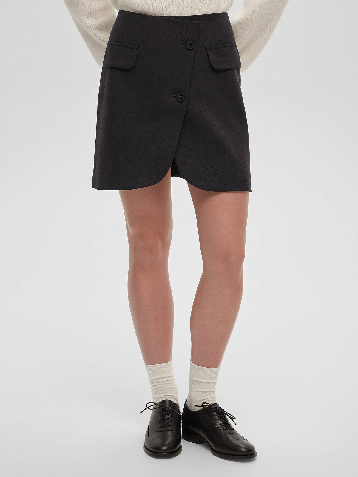 Юбка-мини из костюмной ткани, графитовый