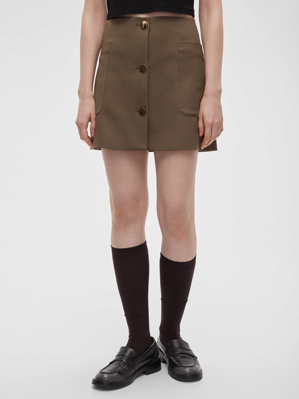 Юбка-мини на пуговицах 0126, кофейный