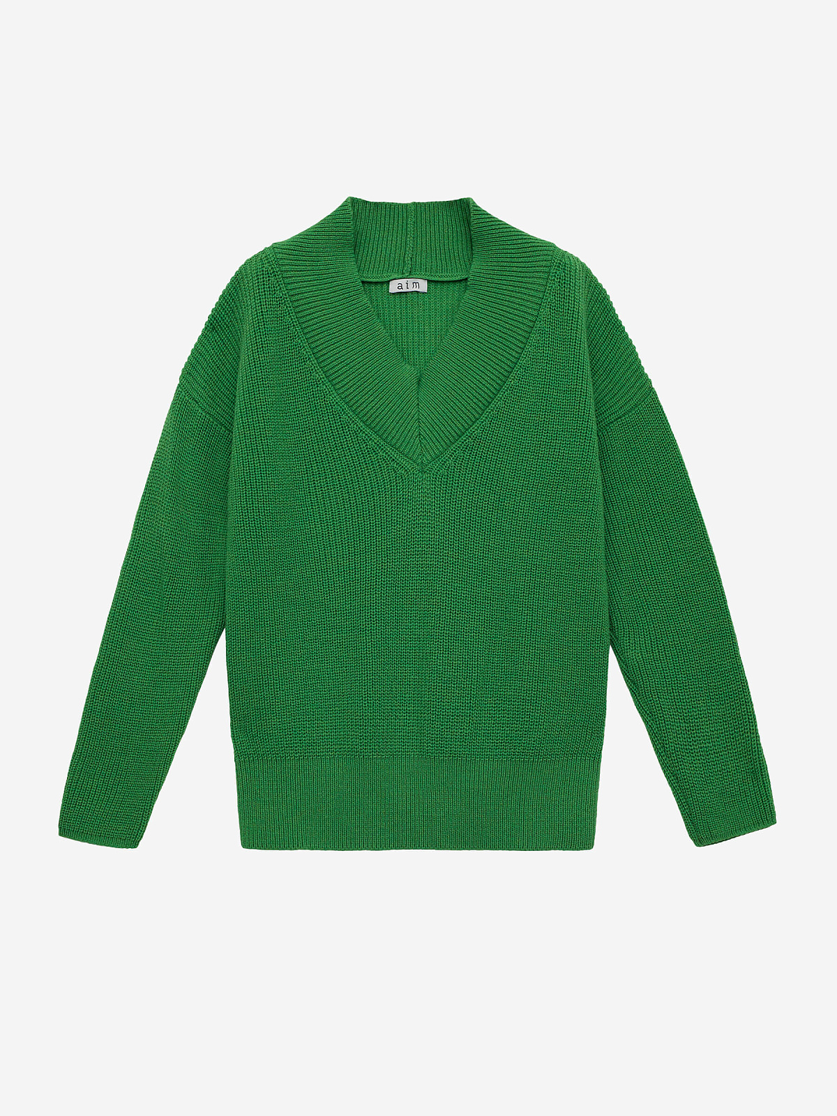 Джемпер с V-образным вырезом, зеленый